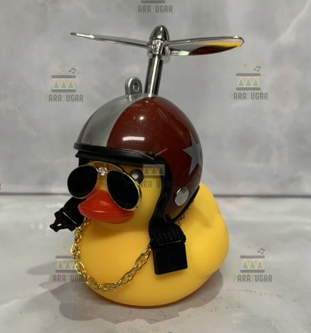 【送料コミコミ】 光る ちょいワル アヒル ワインレッド×星 自転車 バイク 車に！サングラス ネックレス プロペラ 付き アヒル隊長 ヘルメット プロペラ ライト アヒル ワル アヒル隊長 ライト 自転車ベル ベルのサムネイル