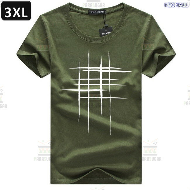 夏にピッタリ ☆ 丸首 半袖 Tシャツ【348】 グリーン 3XLサイズ トップス シャツ シンプル イラスト デザイン 春夏