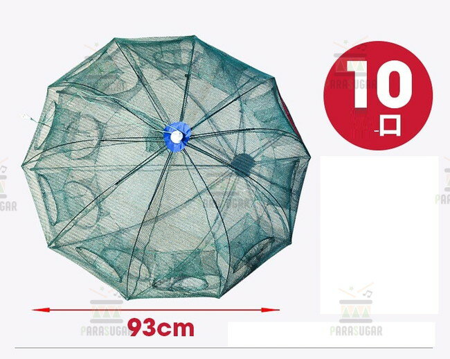 お魚ハンター 10穴 魚捕獲網 手網 軽量 コンパクト収納 折り畳み式 網 カゴ ウナギ アナゴ 魚 エビ カニ 川 海 釣り