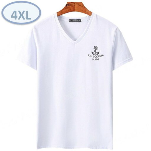 夏にピッタリ ☆ Vネック 半袖 Tシャツ【454】 ホワイト 4XLサイズ トップス シャツ シンプル イラスト デザイン 春夏 夏にピッタリ ☆ Vネック 半袖 Tシャツ【454】 ホワイト 4XLサイズ トップス シャツ シンプル イラスト デザイン 春夏