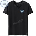 夏にピッタリ ☆ Vネック 半袖 Tシャツ【455】 ブラック XLサイズ トップス シャツ シンプル イラスト デザイン 春夏