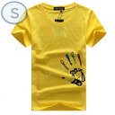 夏の定番 ☆ 丸首 半袖 Tシャツ【457】 イエロー Sサイズ トップス シャツ シンプル イラスト デザイン 春夏