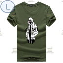 夏の定番 ☆ 丸首 半袖 Tシャツ【458】 グリーン Lサイズ トップス シャツ シンプル イラスト デザイン 春夏(4)