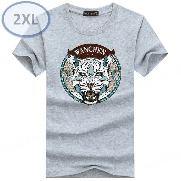 夏の定番 ☆ 丸首 半袖 Tシャツ【459】 グレー 2XLサイズ トップス シャツ シンプル イラスト デザイン 春夏