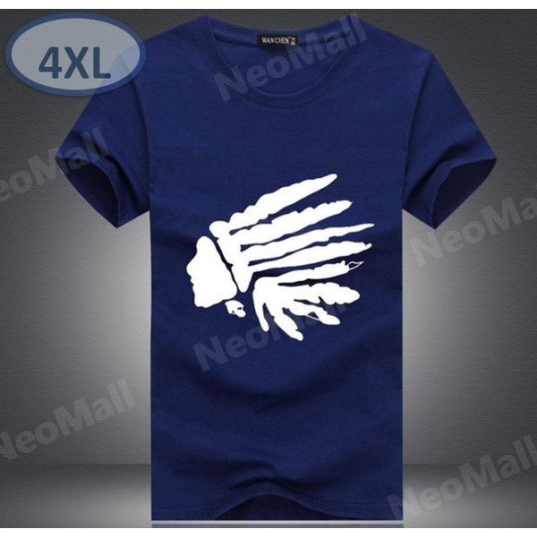 夏の定番 ☆ 丸首 半袖 Tシャツ【462】 ネイビー 4XLサイズ トップス シャツ シンプル イラスト デザイン 春夏