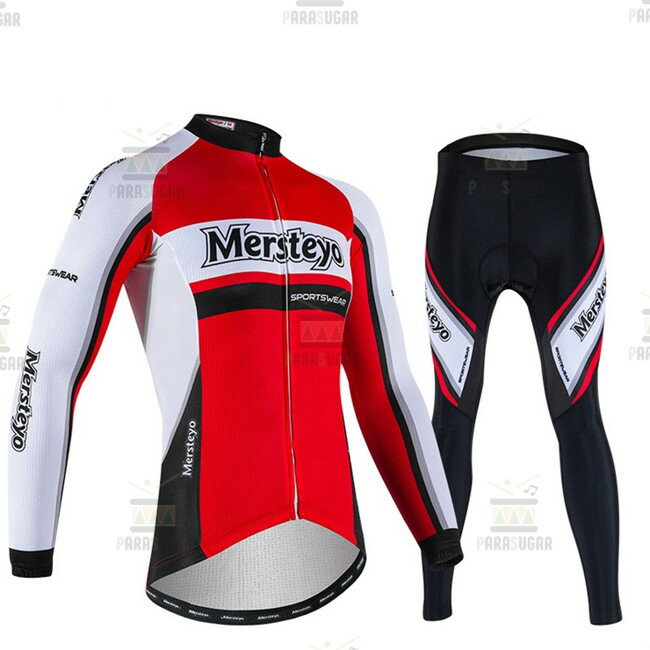 サイクリングウェア mersteyo 長袖 2点セット 自転車 ウェア サイクルジャージ 吸汗速乾防寒 新品 インポート品【917】
