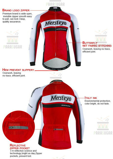 サイクリングウェア mersteyo 長袖 2点セット 自転車 ウェア サイクルジャージ 吸汗速乾防寒 新品 インポート品【917】