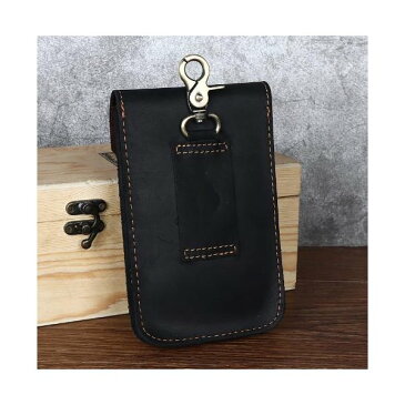 送料コミコミ☆ ベルトに通せる ウェストポーチ 本革 ブラック/ブラウン 牛革 スマホ タバコ 【n224】