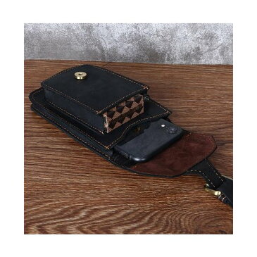 送料コミコミ☆ ベルトに通せる ウェストポーチ 本革 ブラック/ブラウン 牛革 スマホ タバコ 【n224】