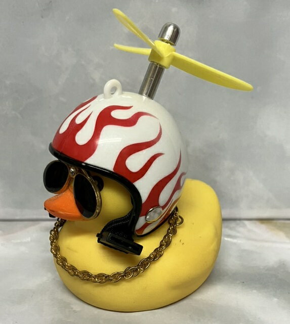 【送料コミコミ】 光る ちょいワル アヒル ファイヤー 自転車 バイク 車に！サングラス ネックレス プロペラ 付き アヒル隊長 ヘルメット プロペラ ライト アヒル ワル アヒル隊長 ライトのサムネイル