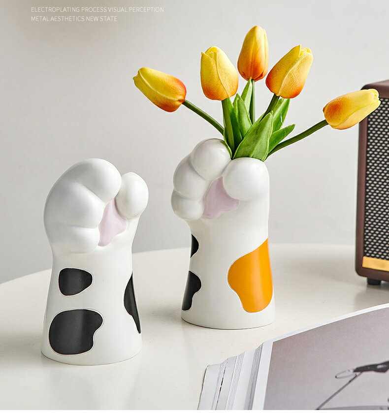 花瓶 猫の手 肉球 ねこ かわいい花瓶 樹脂花瓶 モダンアート花瓶 オブジェ インテリア 小物 n936