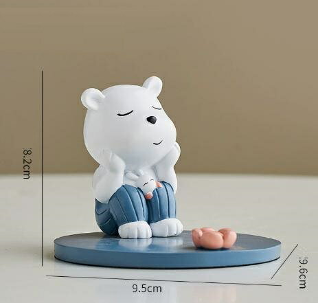のほほん シロクマ スマホスタンド 白熊ベアー 体育座り スタンディング オブジェ インテリア n942