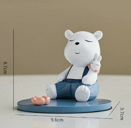 のほほん シロクマ スマホスタンド 白熊ベアー 体育座り スタンディング オブジェ インテリア n942