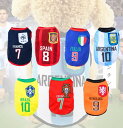 ドッグウェア 春夏 7色 10サイズ サッカー 代表 ユニフォーム 犬服 小型犬 中型犬 大型犬 袖なし 通気性 柔らか 洋服 可愛い