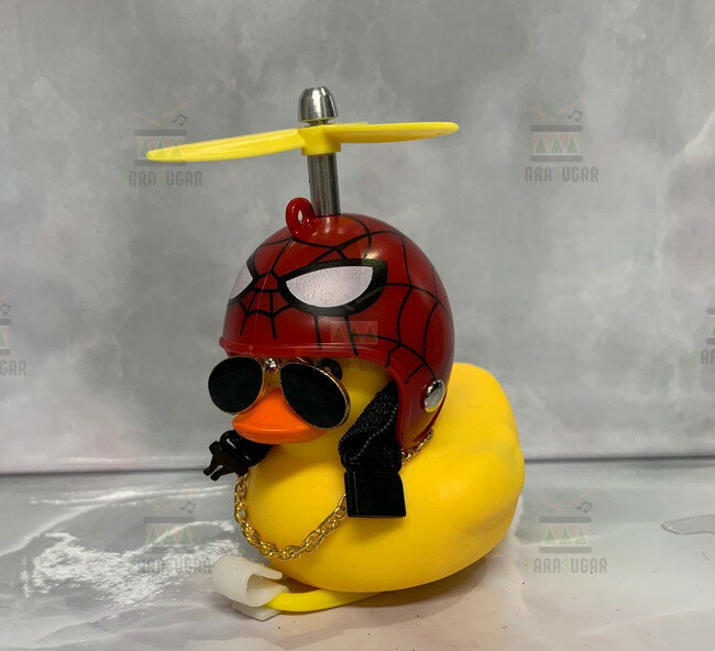 【送料コミコミ】 光る ちょいワル アヒル スパイダー 自転車 バイク 車に！サングラス ネックレス プロペラ 付き アヒル隊長 ヘルメット プロペラ ライト アヒル ワル アヒル隊長 ライトのサムネイル