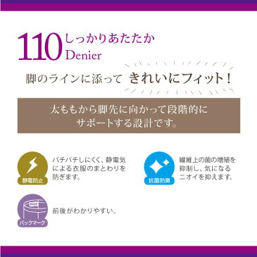 【送料無料】タイツ レディース 110デニール ぴったり フィット 厚地 なめらか しっかり暖か 静電気防止 防寒 冷え対策 抗菌防臭