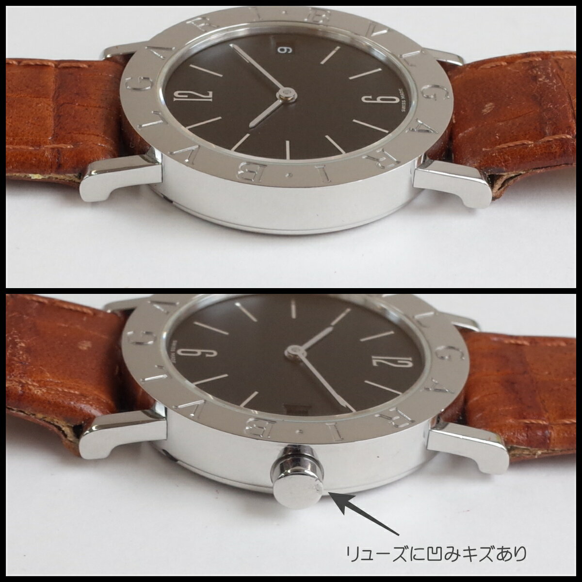 ブルガリブルガリ BB30SLD 黒文字盤 デイト 男女共用 ボーイズ クォーツ 腕時計 BV...