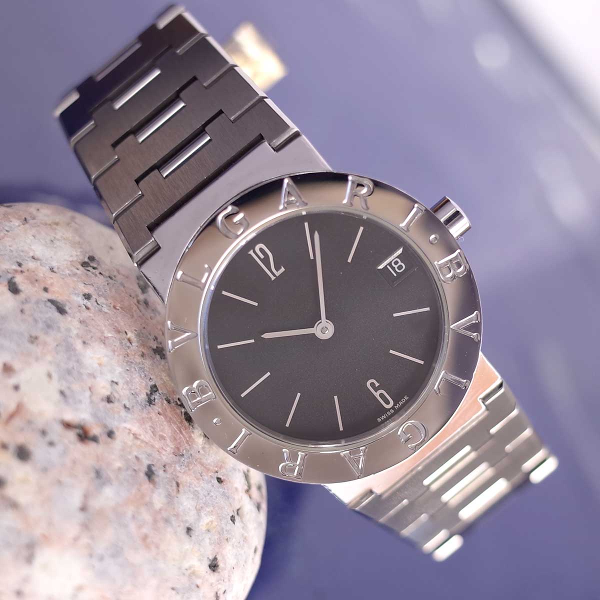 Other - 箱保 BVLGARI ブルガリブルガリ BB30SSD 黒文字盤 デイト ボーイズ 30ミリ径 ブレスレット良好 クオーツ 男女 腕時計 OH済1年保証