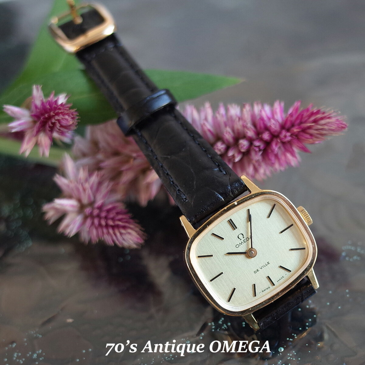オメガ デビル 70’S アンティークウォッチ ゴールド 18金張り テレビジョン 新品革ベルト SS/GF 純正尾錠 レディース 手巻き 腕時計 OMEGA【送料無料】【中古】のサムネイル