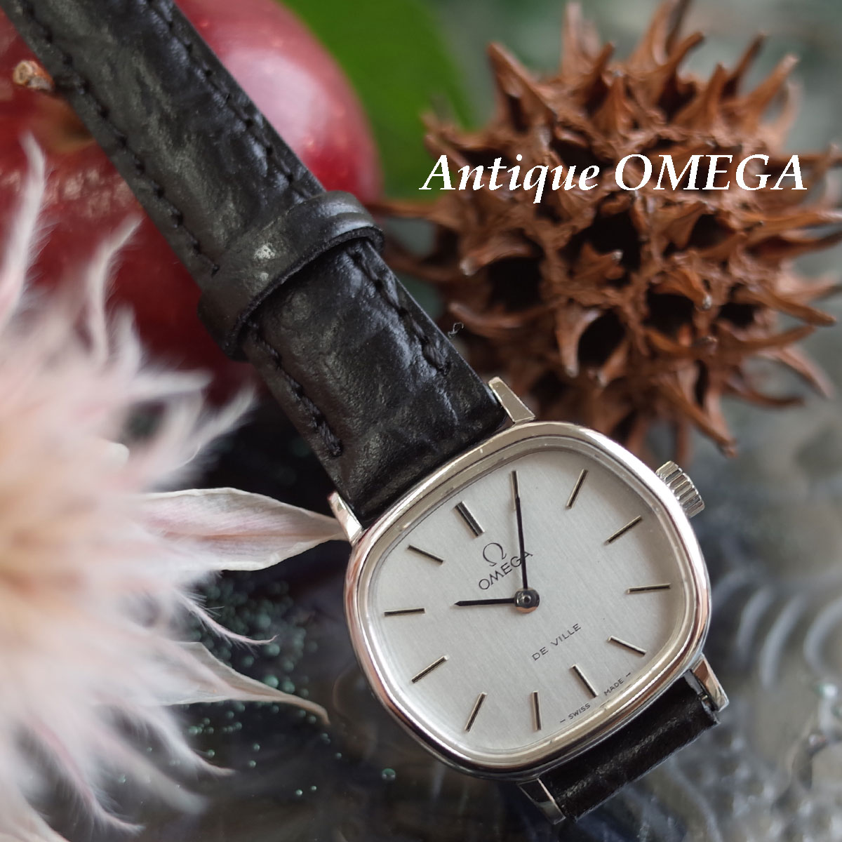 美品 オメガ 70's アンティーク ヘキサゴン 六角形 シルバー SS 新品革ベルト レディース 手巻 腕時計 OMEGA