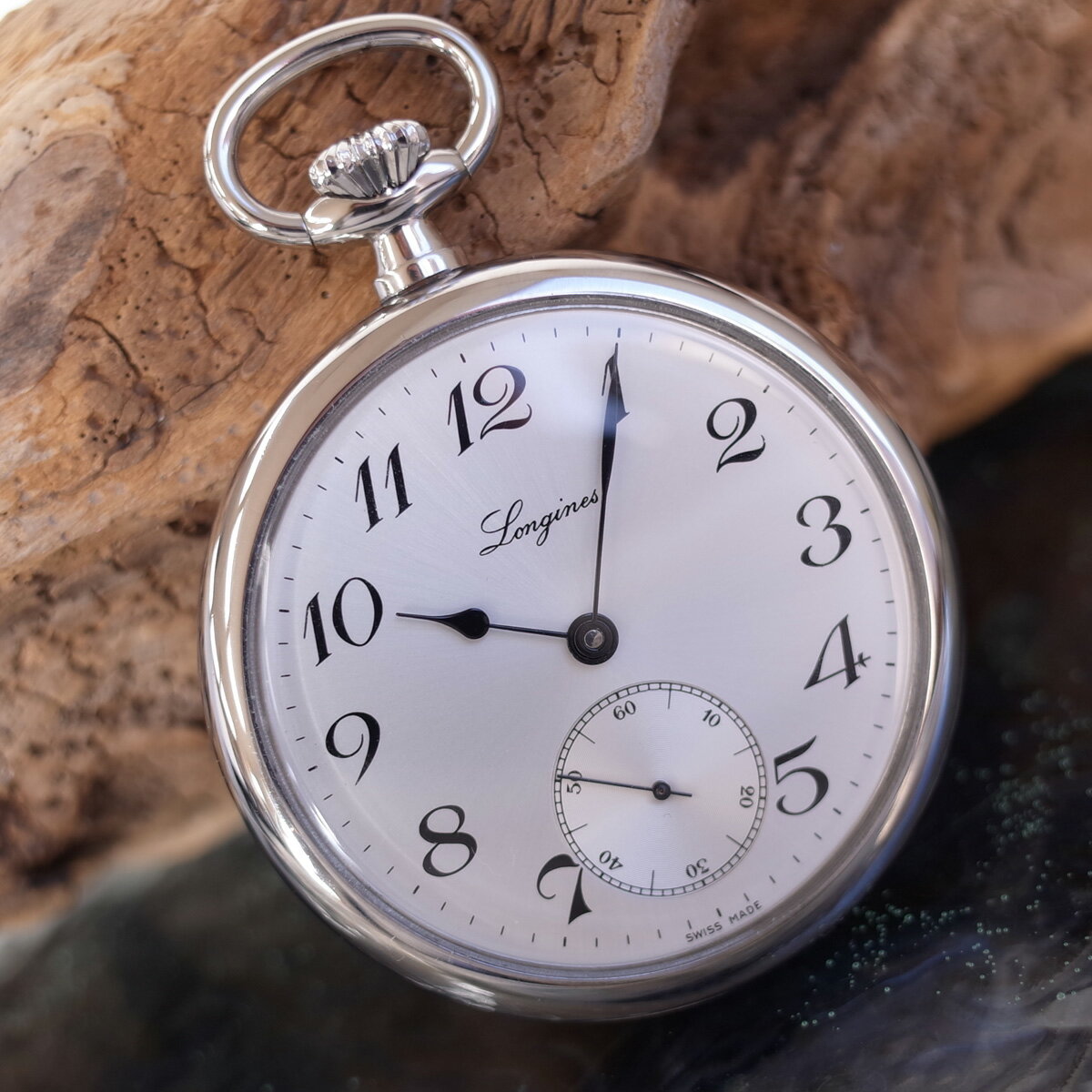 ロンジン 懐中時計 フラッグシップ シンプル 薄型 手巻 41mm 純正チェーン LONGINES ポケットウォッチ OH済1年保証