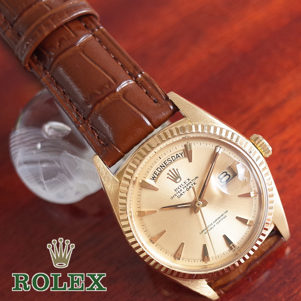 ロレックス 1803 K18YG 750 60年代 アンティーク デイデイト クサビインデックス メンズ 自動巻 腕時計【中古】