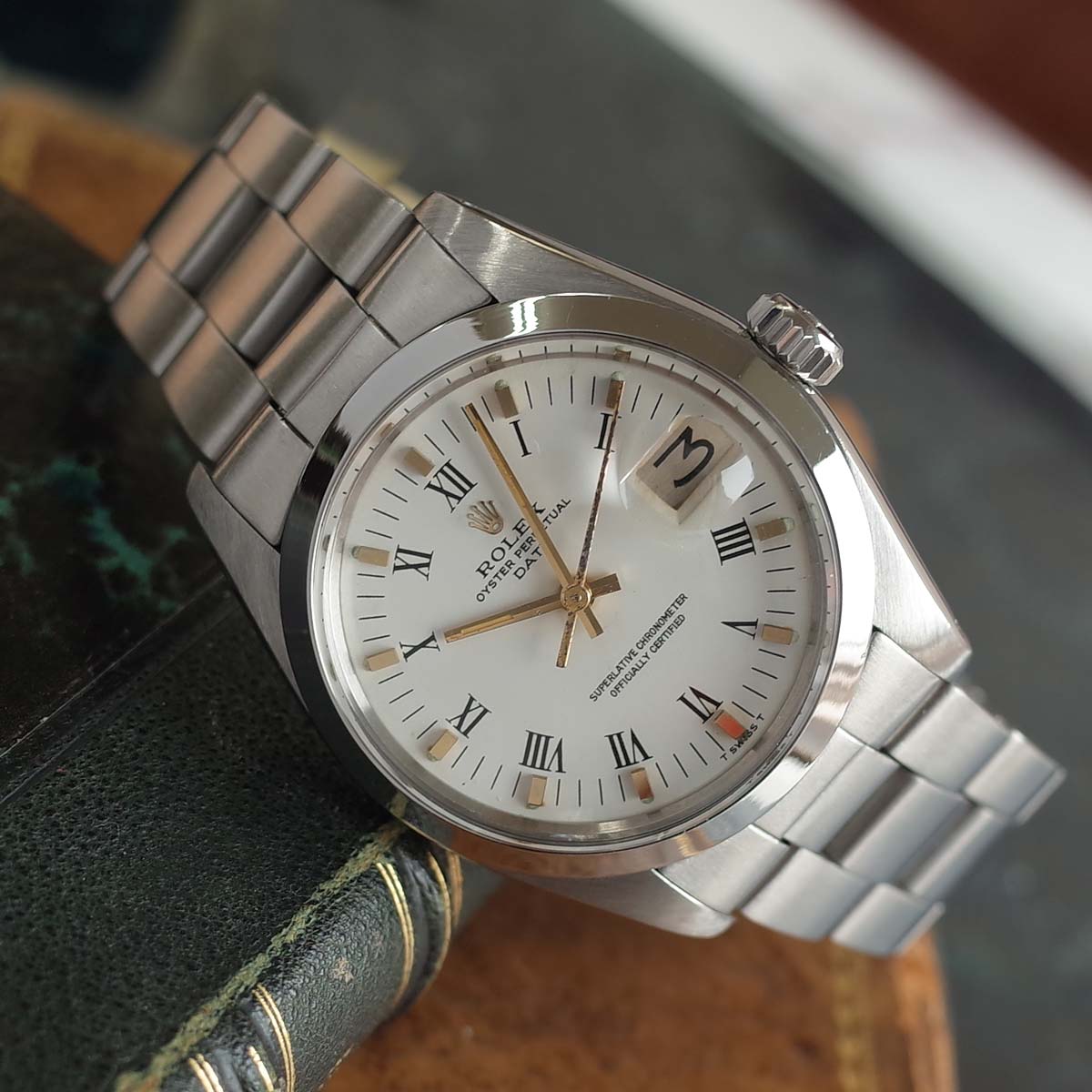 【中古】 ロレックス 1500 パーペチュアルデイト 1979年 ホワイトローマン ムクブレス 自動巻 CAL.1570 ROLEX