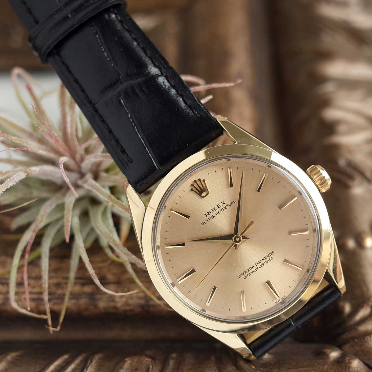 【中古】ロレックス 1024 オイスターパーペチュアル 1963年 K14YGベゼル キャップゴールド メンズ 自動巻 腕時計 ROLEX アンティーク