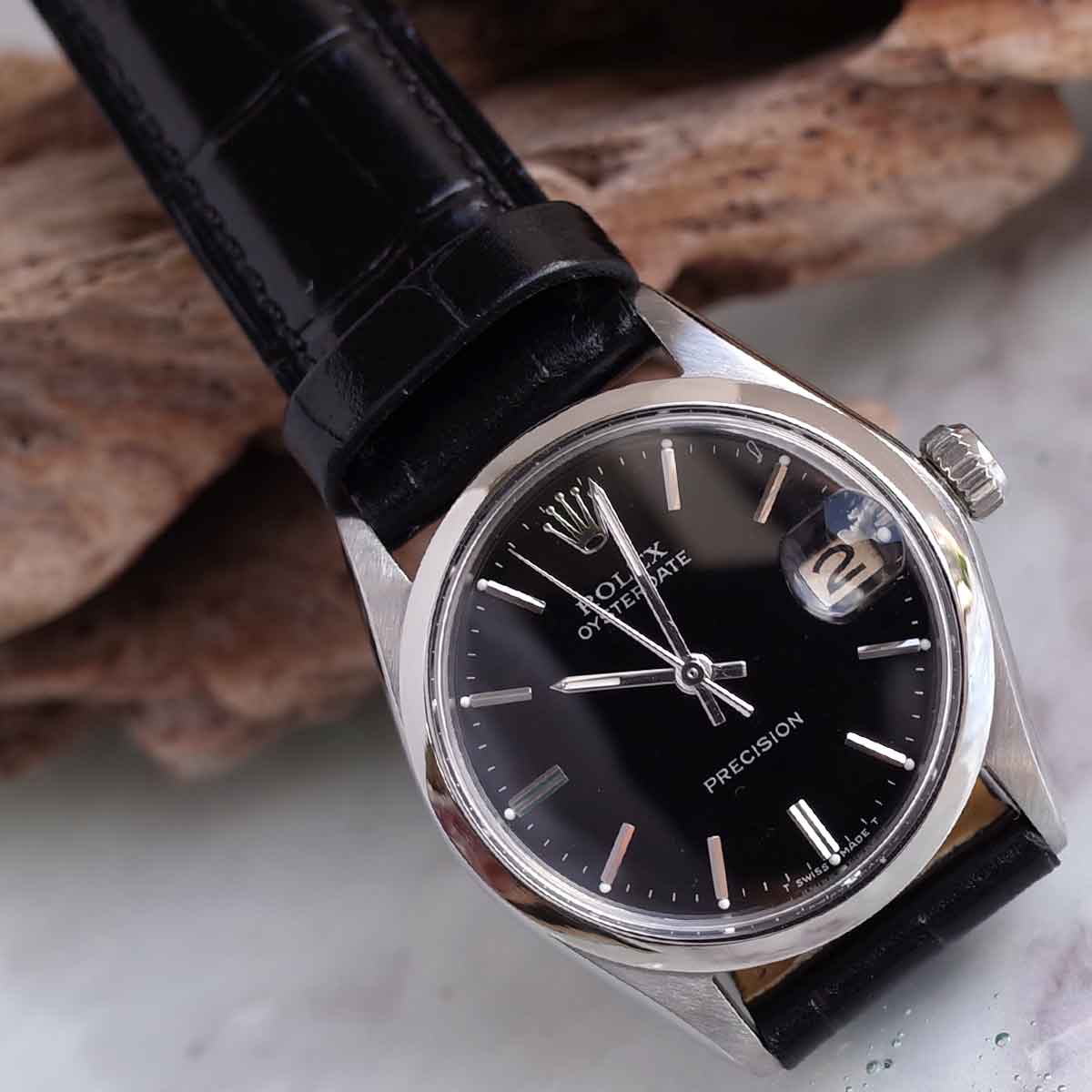 ロレックス 6466 オイスターデイトプレシジョン 黒文字盤 リダン 1970年 SS ボーイズ 手巻 腕時計 ROLEX アンティークのサムネイル