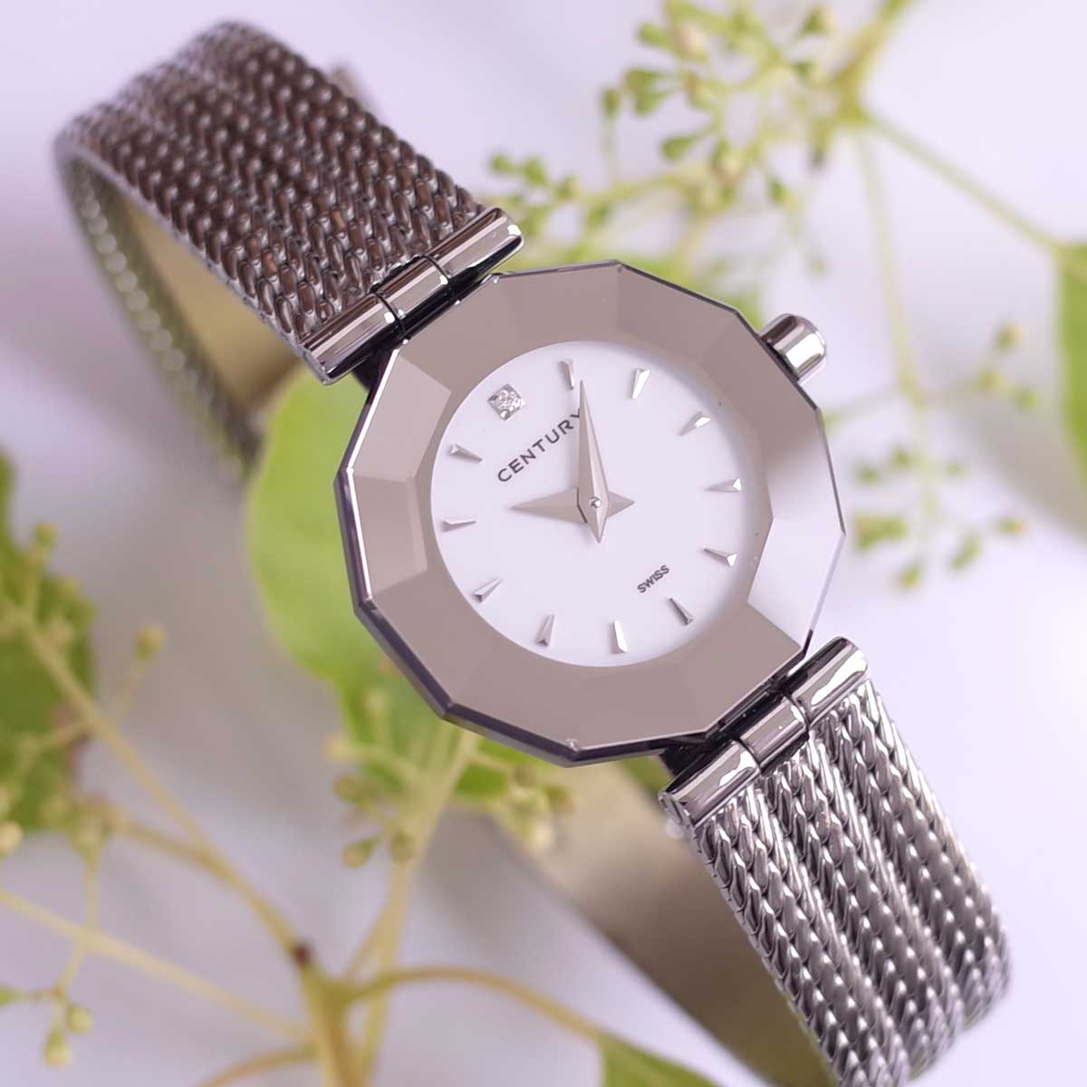 美品　電池交換済　センチュリー　タイムジェム　ピンクシェル CENTURY - 美品 CENTURY センチュリー 腕時計 タイムジェム スカラ
