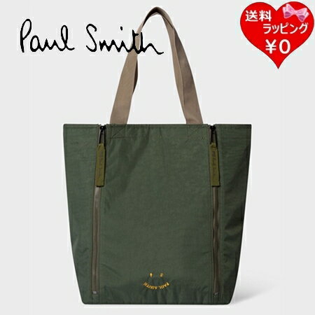 楽天PARIS LOUNGE パリスラウンジ【送料無料】【ラッピング無料】ポールスミス Paul Smith トートバッグ PSハッピーフェイス ナイロン カーキ メンズ レディース ブランド 正規品 新品 ギフト プレゼント 人気 おすすめ