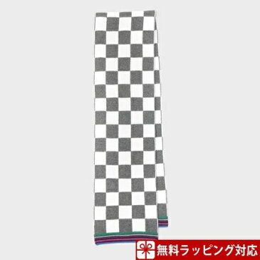ポールスミス マフラー メンズ モノクロームチェック ウールマフラー グレー Paul Smith