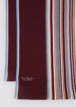 ポールスミス マフラー メンズ ラッセルストライプ バーガンディー Paul Smith