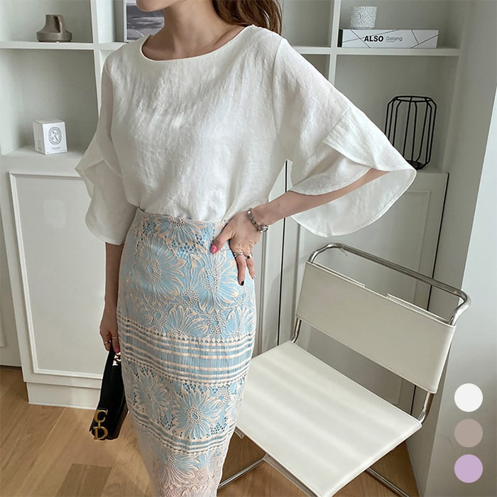 トップス レディース 春 夏 半袖 シャツ ブラウス ボートネック ウイングスリーブ 無地 通勤 可愛い おしゃれ ナチュラル カジュアル 韓国 大人 きれいめ M L 送料無料 母の日 母の日 バーゲン プレゼント