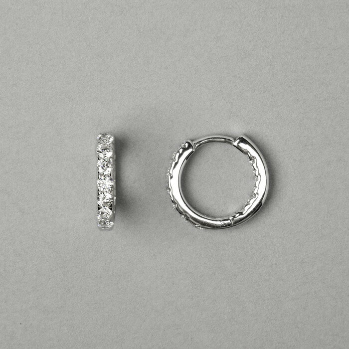ピアス シルバーピアス キュービックジルコニア フープピアス CZ ワンタッチピアス シルバーアクセ シルバーアクセサリー シルバー925 ジルコニア SILVER925 キュービック 女性 レディース [Givora] ハーフエタニティ ループピアス
