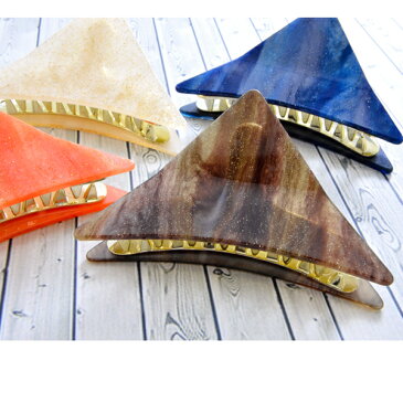 ■ バンス ヘアクリップ バンスクリップ シンプル サンカク 三角 マーブル ラメ 髪 多い 大 ブラウン 茶 オレンジ ブルー 青 ヘアアクセサリー ヘアアクセ 女の子 かわいい おしゃれ 大人 レディース 誕生日 クリスマス 可愛い 女性 雑貨 プレゼント ギフト 母の日