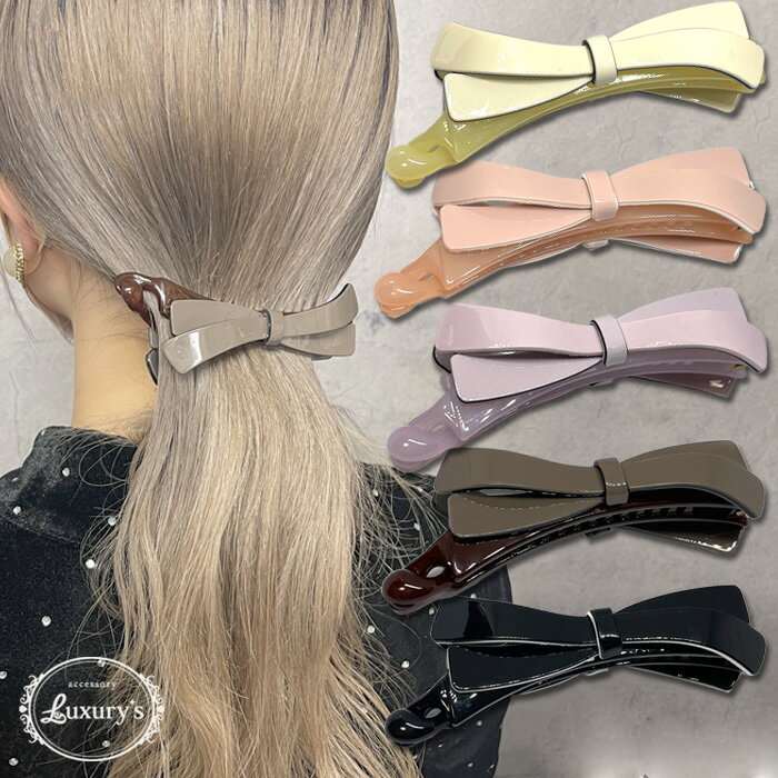 全品対象クーポン配布中! ■ 【宅急便 送料無料】バナナ クリップ リボン ヘアアクセ ヘアクリップ レディース まとめ髪 女性 ギフト ピンク アイボリー ブ...