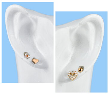 ピアス 4個セット ハート パール フラワー アクセサリー レディース プチギフト ファッション 可愛い 女性 雑貨 かわいい おしゃれ 人気 プレゼント 誕生日 プチプラ 卒業式 入学式 秋冬 パリスキッズ 送料無料