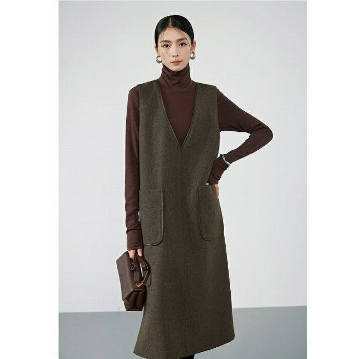 大人ジャンバースカート　ポケットがポイント　ストレートライン　グレー　大きいサイズあり　Sから2L　送料無料