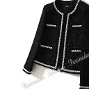 ノーカラージャケット ツイード ブラック パール付き フォーマル 入学式 七五三 パーティー セレモニー 結婚式 小さいサイズ有り XSからXL 送料無料