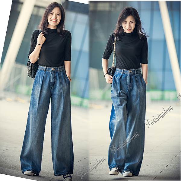 デニム　大人バギーパンツ　スラックス　ワイドパンツ　コットン　大きいサイズ有　上品　大人　春夏秋冬　S　M　L　XL　2XL　3XL 送料無料のサムネイル