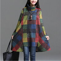 秋冬チュニック/ゆったりトップス/変形スタイル/レッド系イエロー系大きいサイズ有りM〜XXL(2L)