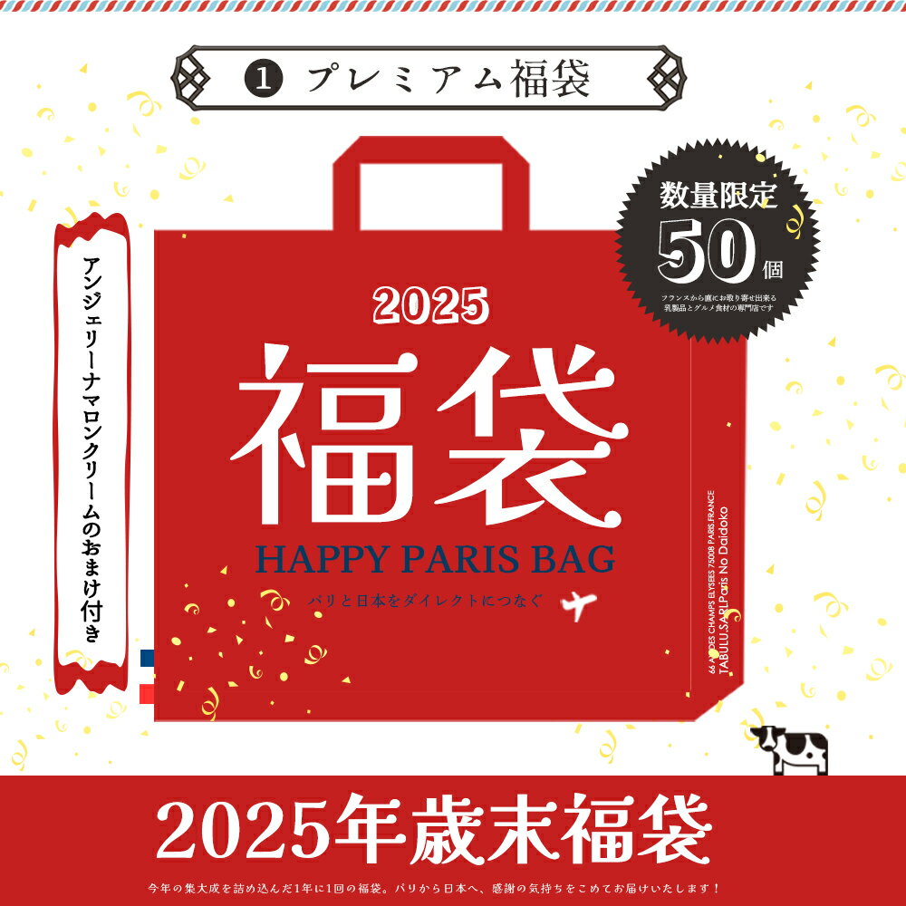 【 福袋 】2025年 歳末プレミアム福袋 BIG｜豪華9種10品入り 約2.3kg｜フランス産 イタリア産 乳製品 バター チーズ スイーツ ヨーグルト｜アンジェリーナ マロンクリームのおまけ付き｜12/15 or 12/17 パリ出荷【完全数量限定・送料無料】