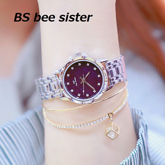 時計のプレゼントを贈る BS bee sister 腕時計 時計 レディース 女性用 ウォッチ クリスタル ガラスカット アクセサリー ラッピング無料 かわいい おしゃれ シルバー ピンクゴールド ブレスレ…