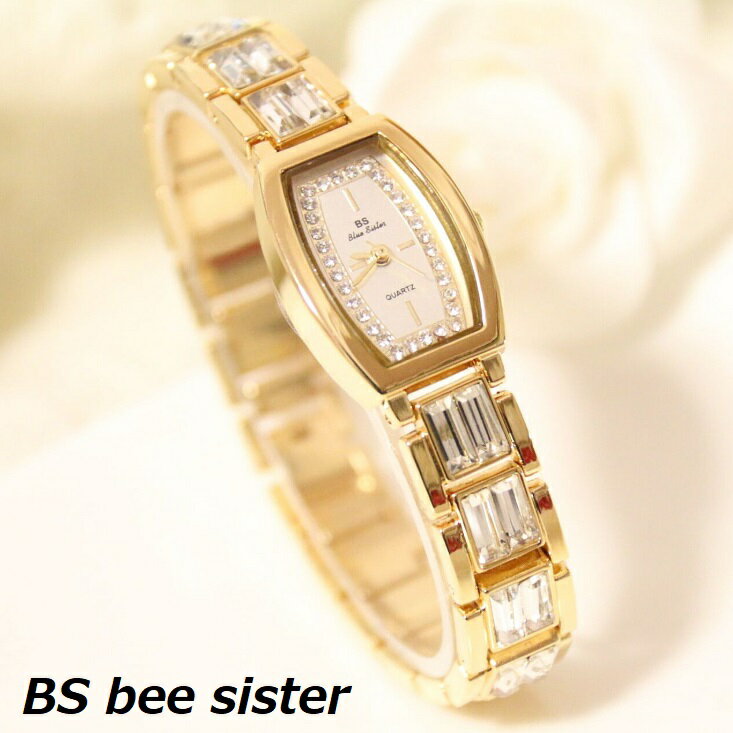 時計のプレゼントを贈る BS bee sister 腕時計 時計 レディース 女性用 ウォッチ セレブ ゴージャス ダイヤモンド 人気 クリスタル ガラスカット アクセサリー かわいい おしゃれ シルバー ゴ…
