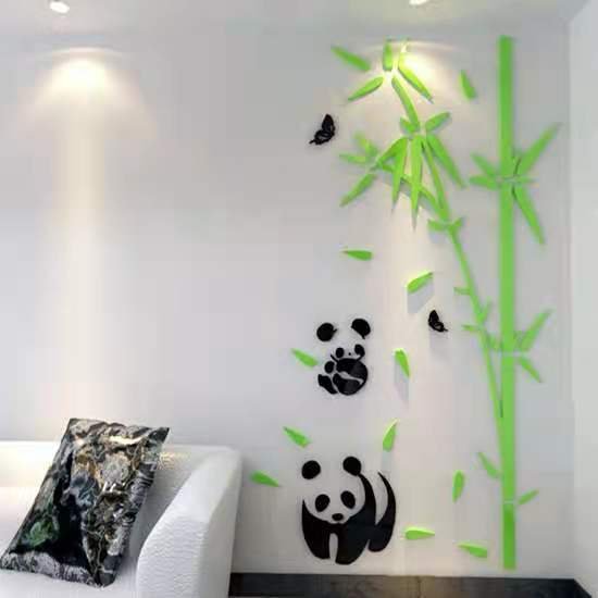 3D パンダ 竹 ウォールステッカー diy アクリル壁紙 飾り はがせる 装飾 シール 壁 ホーム キッチン リビングルーム ベッドルーム インテリア Mサイズ