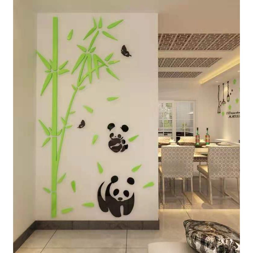 3D パンダ 竹 ウォールステッカー diy アクリル壁紙 飾り はがせる 装飾 シール 壁 ホーム キッチン リビングルーム ベッドルーム インテリア Mサイズ