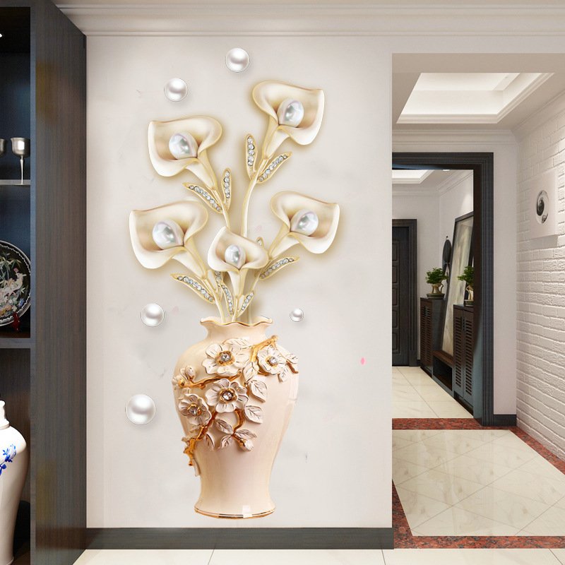 『あす楽 即日発送対応 』ウォールステッカー 壁紙 シール 貼ってはがせる 壁装飾 おしゃれ 防水 クリエイティブ装飾 リビングルーム ホーム 寝室 真珠の花びん