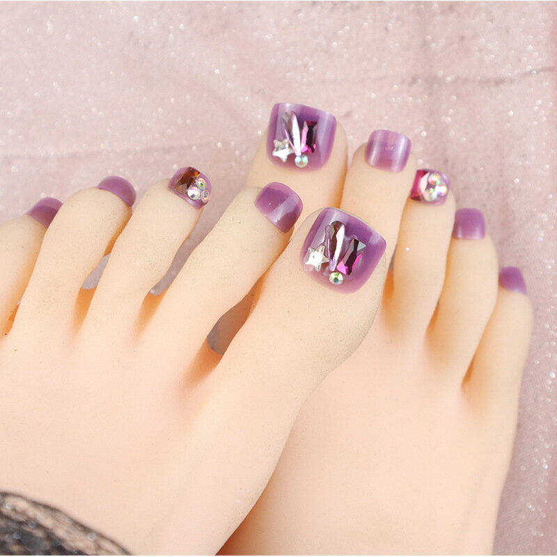 【PRS nail】 ネイルチップ 付け爪 つけ爪 おうちネイル 貼る 簡単 ネイル 剥がせる デコネイル かわいい 24枚入り 足用 フット用