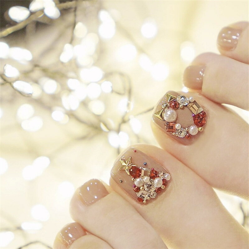 【PRS nail】 ネイルチップ 付け爪 つけ爪 おうちネイル 貼る 簡単 ネイル 剥がせる デコネイル かわいい 24枚入り 足用 フット用